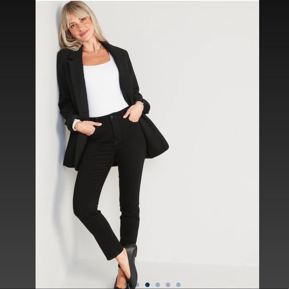 NWT Old Navy High-Waisted Power Slim Straight Black Jeans